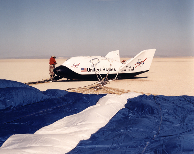 Space History Photo: X-38 Lakebed Touchdown